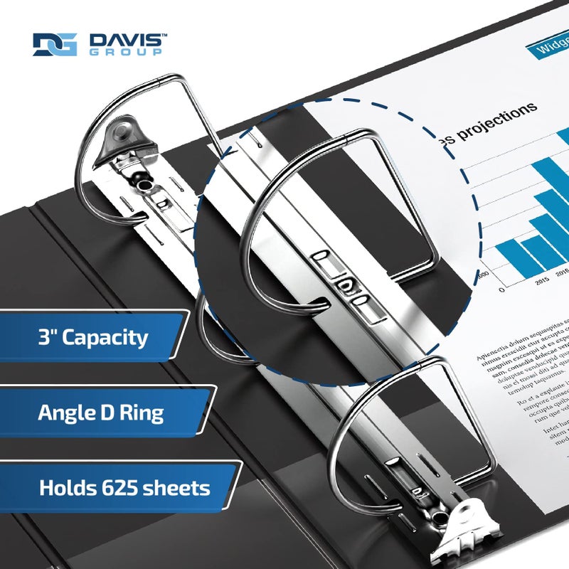 Davis Group Premium Economy 6-Pack 3-Ring Binders for School or Office, D-Ring Binders, 3 Inch, Black - Image 2